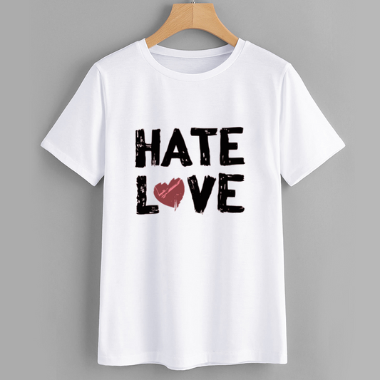 Graphic T-Shirt with 'HATE LOVE' Print