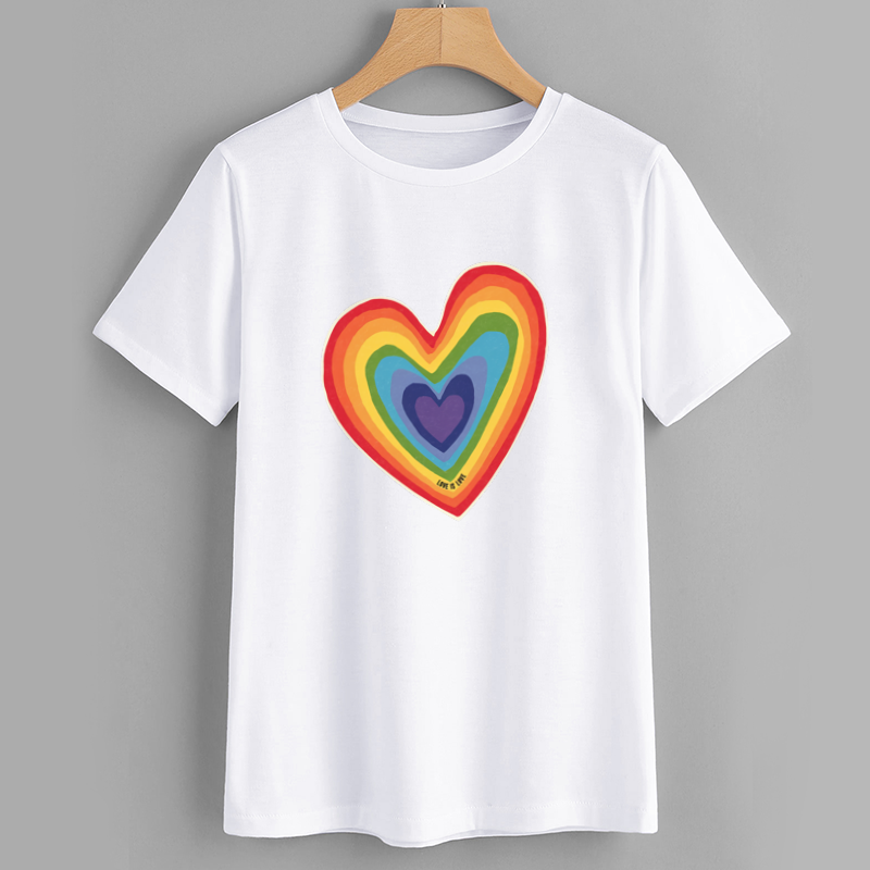 Rainbow Heart Graphic T-Shirt