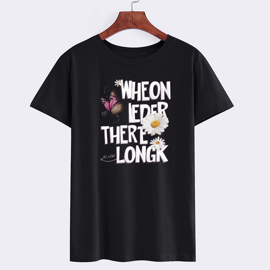 Al-ralet Daisy Butterfly Cotton Graphic T-Shirt