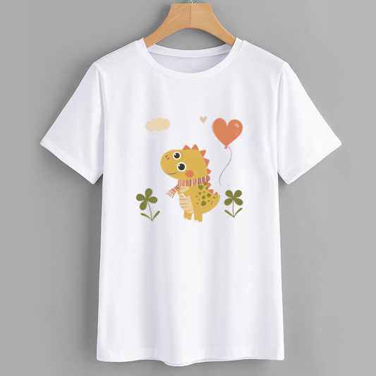 Cute Cartoon Dinosaur Graphic T-Shirt for Kids