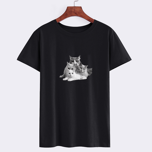 Cute Cat Graphic Black T-Shirt for Animal Lovers
