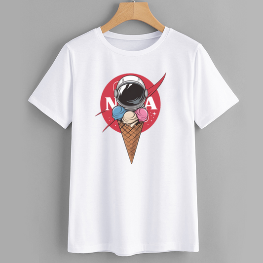 NASA Ice Cream Astronaut Graphic T-Shirt
