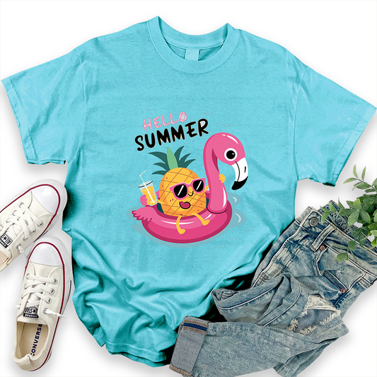 Pineapple Flamingo Graphic Print T-shirt