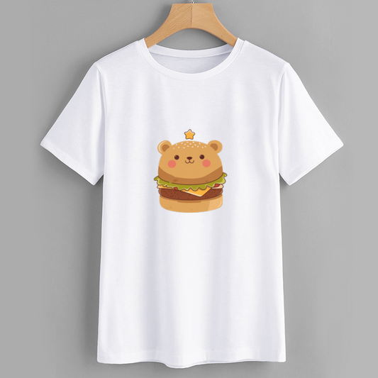 Cute Bear Burger Graphic T-Shirt