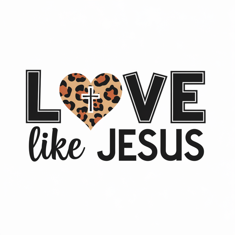 Love Like Jesus Leopard Print Heart T-Shirt