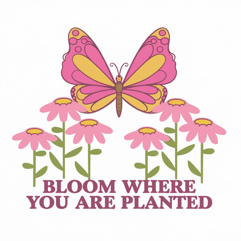 Bloom Where You Are Planted Butterfly T-Shirt
