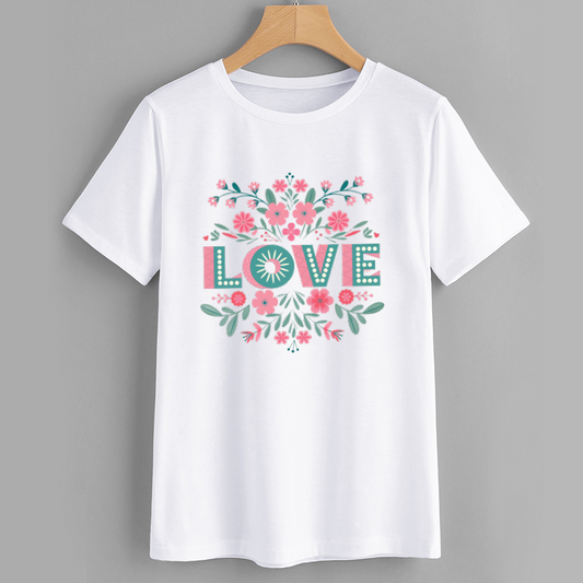 Blossom Love Floral Graphic Cotton T-Shirt