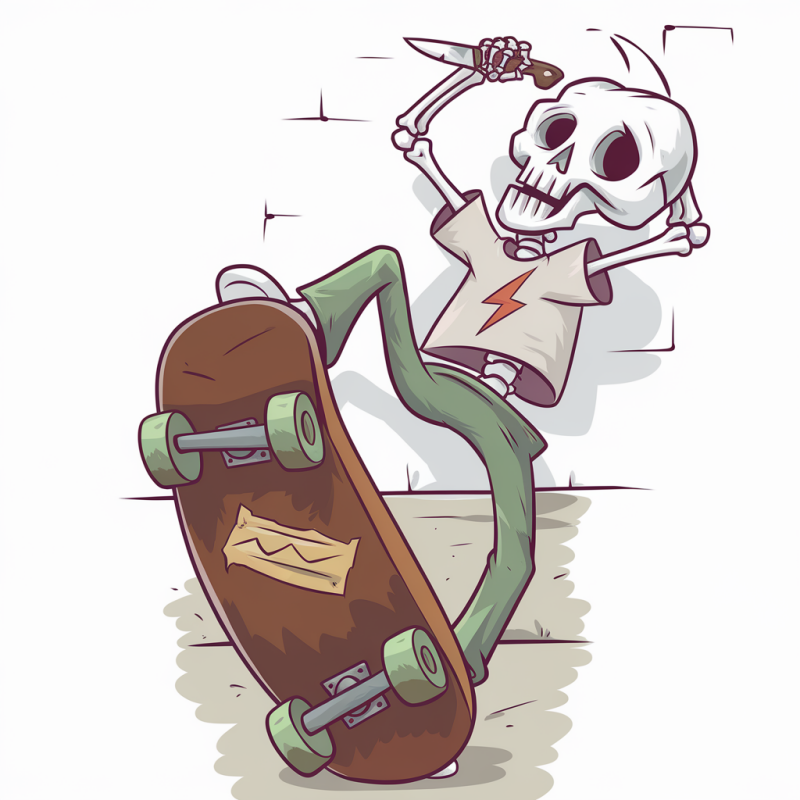 UrbanSkate Skeleton Skateboard Graphic T-Shirt