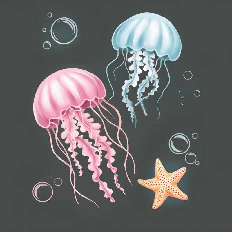 Marine Life Jellyfish Graphic T-Shirt