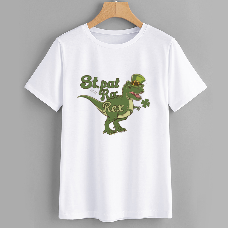 Cotton St. Patrick's Day Dinosaur Graphic T-shirt