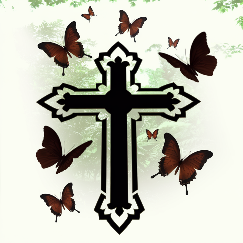 Cross and Butterfly Graphic T-Shirt