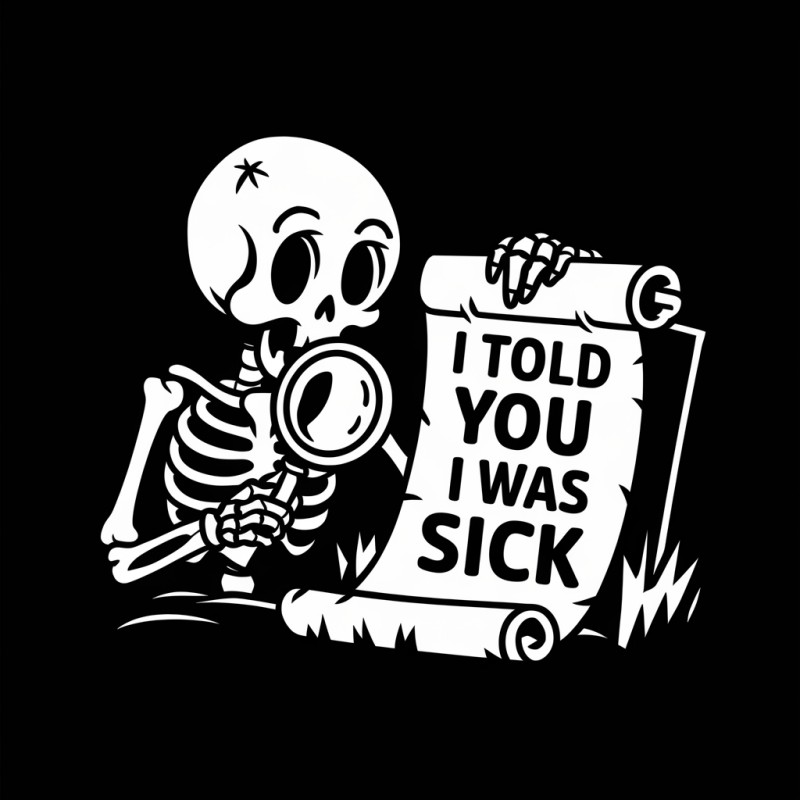 Skeleton Graphic T-Shirt with 'I Told You I Was Sick' Design