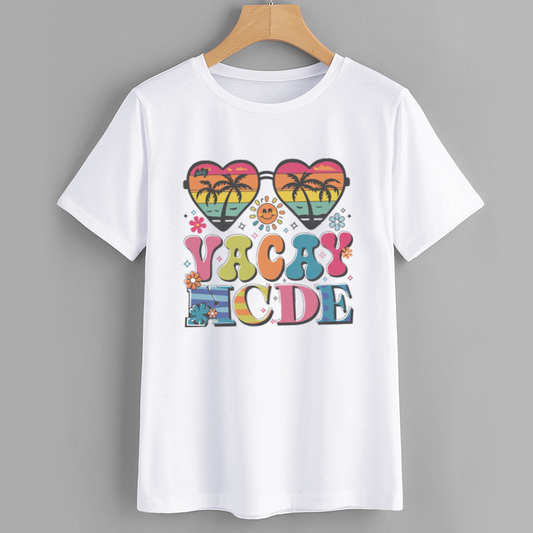 Summer Vacation Graphic T-Shirt with Palm Tree Design