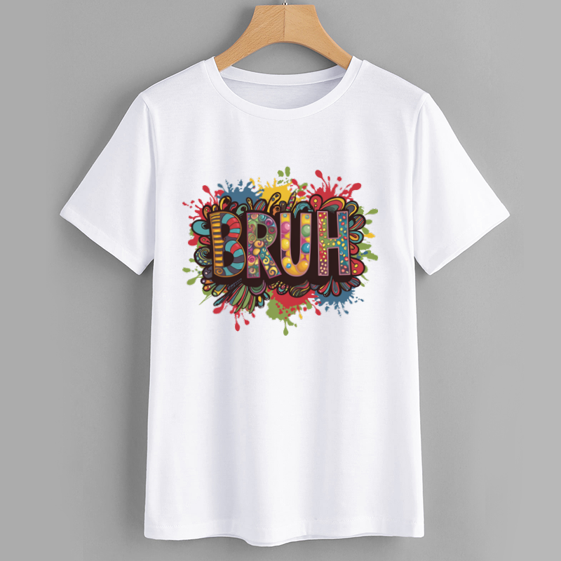 BRUH Graphic T-Shirt with Colorful Design