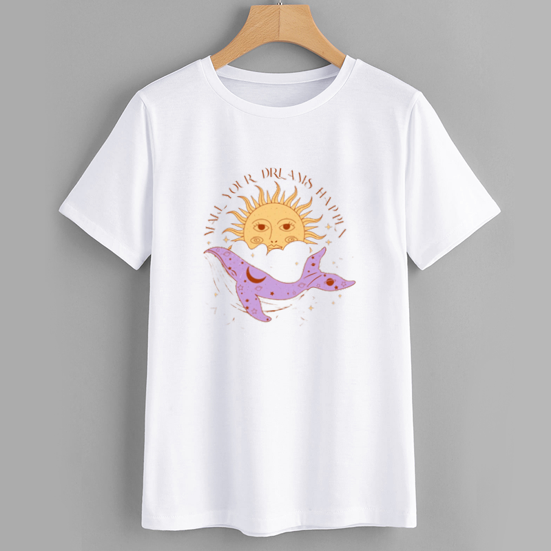 Sun and Whale Dream Motivational Graphic T-Shirt