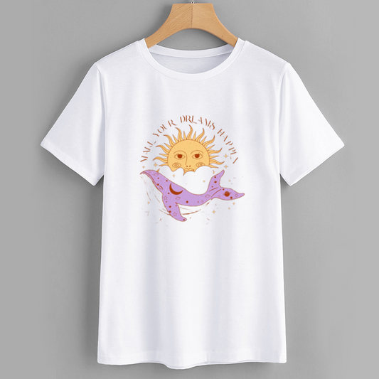 Sun and Whale Dream Motivational Graphic T-Shirt