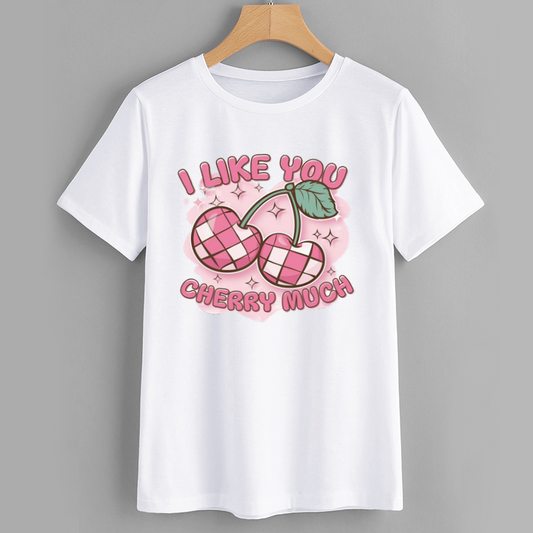 Cute Cherry Graphic T-Shirt - I Like You Cherry Much