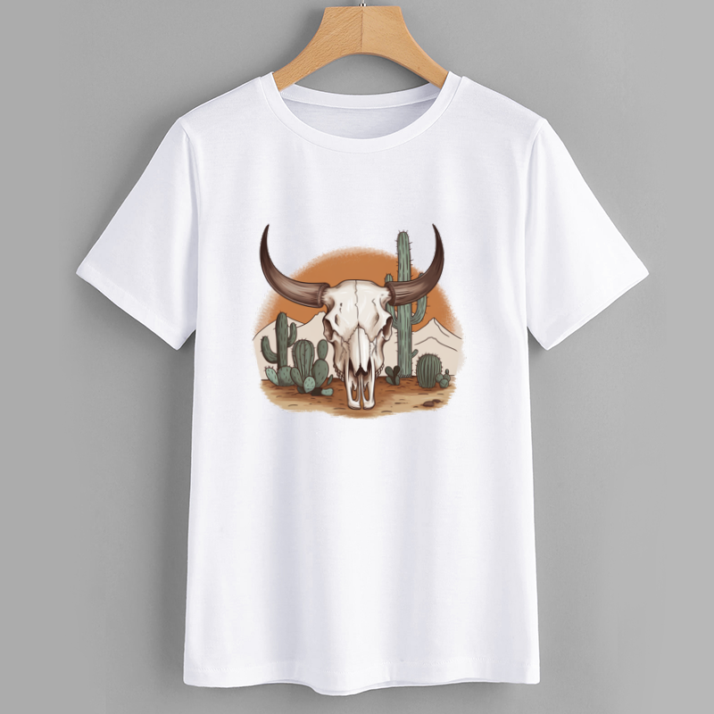 Western Bull Skull Graphic T-Shirt