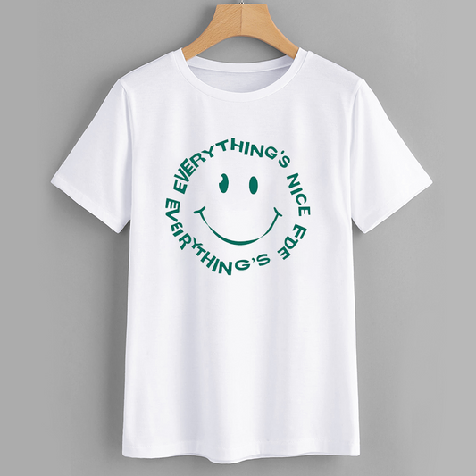 Smiley Face Graphic T-Shirt with Positive Message