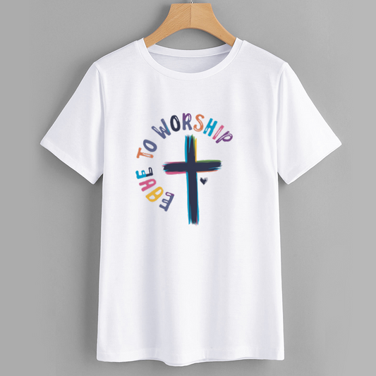 Faithful Cross Graphic Cotton T-Shirt