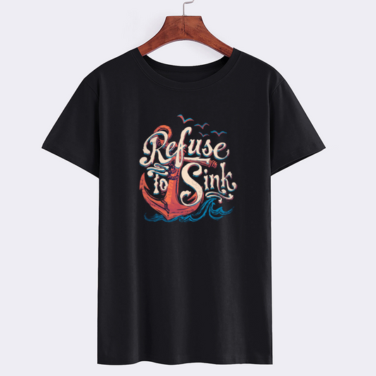 Anchor Refuse-To-Sink Black Cotton T-Shirt