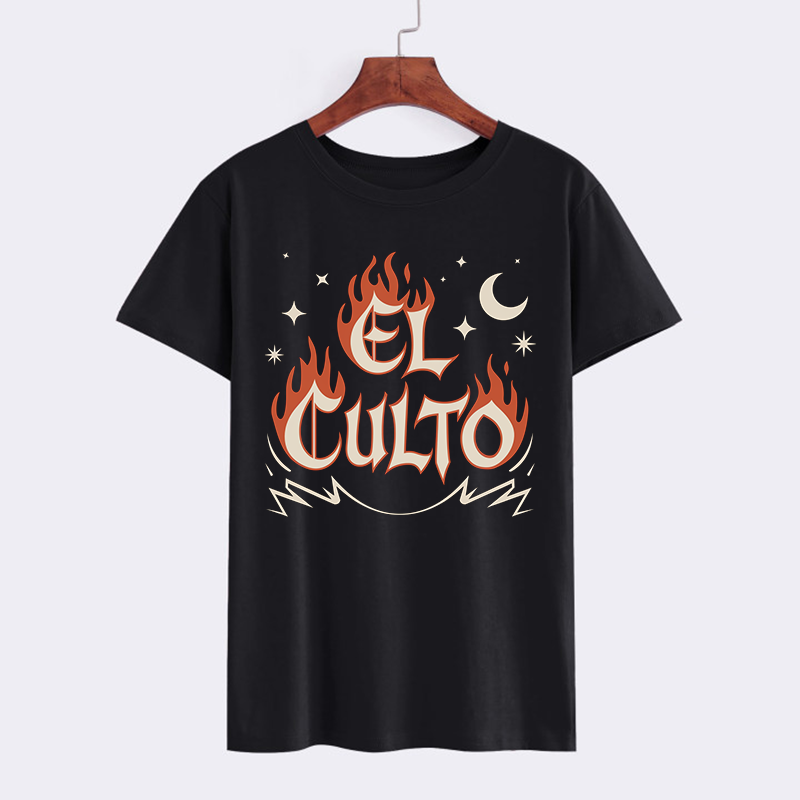 EL CULTO Flame Graphic Black T-Shirt
