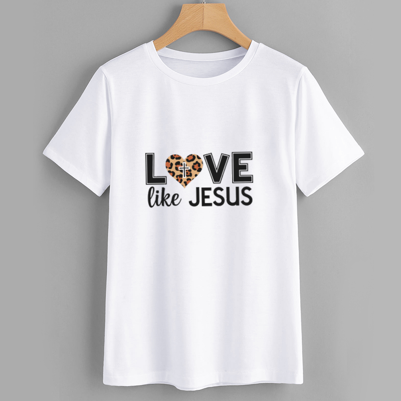 Love Like Jesus Leopard Print Heart T-Shirt