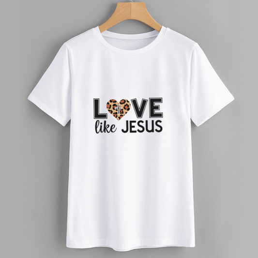Love Like Jesus Leopard Print Heart T-Shirt