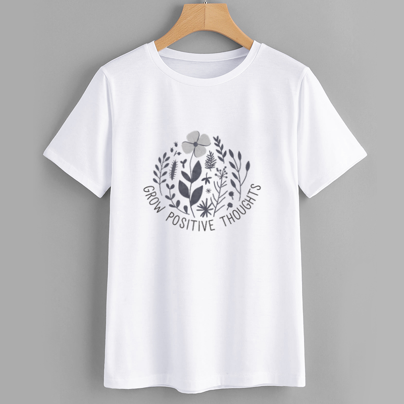 Positive Thoughts Floral Graphic T-Shirt