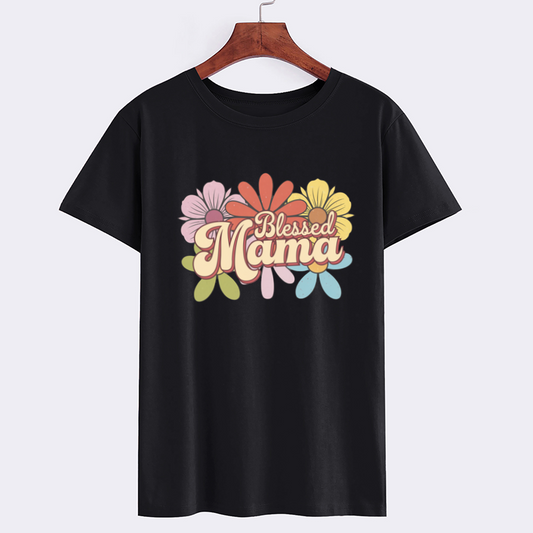 Blessed Mama Floral Graphic T-shirt