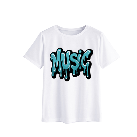 Dripping Music Graphic Tee - Trendy White Cotton Shirt