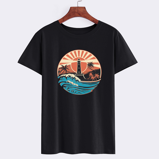 Lighthouse Sunset Graphic T-Shirt
