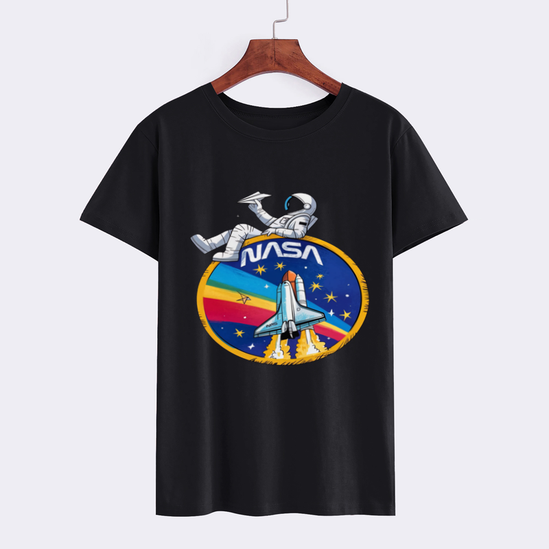 NASA Astronaut and Shuttle Graphic Black T-Shirt