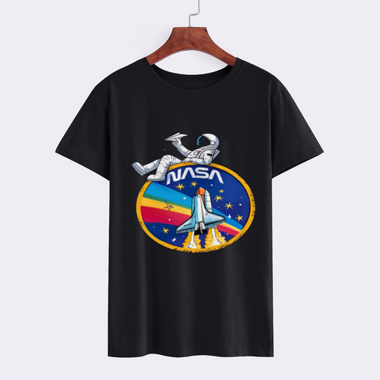 NASA Astronaut and Shuttle Graphic Black T-Shirt