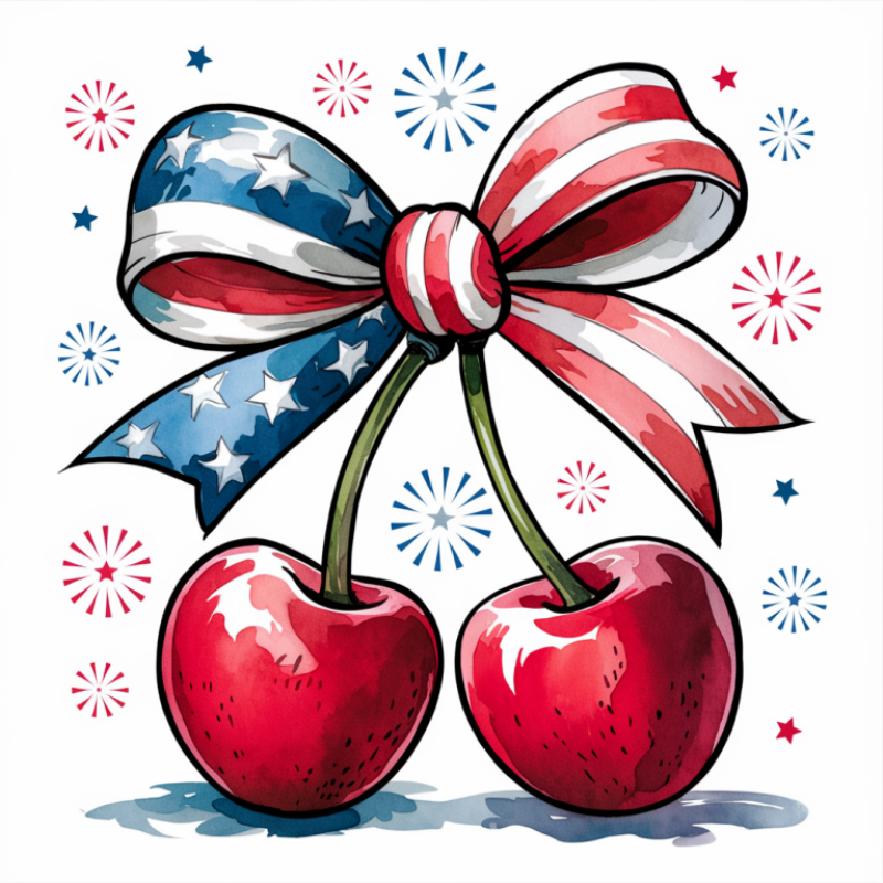 Patriotic Cherry Graphic T-Shirt