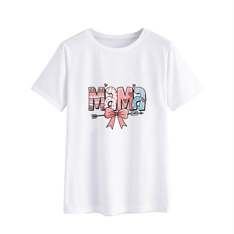 Cute Mama Graphic T-Shirt with Bow Design