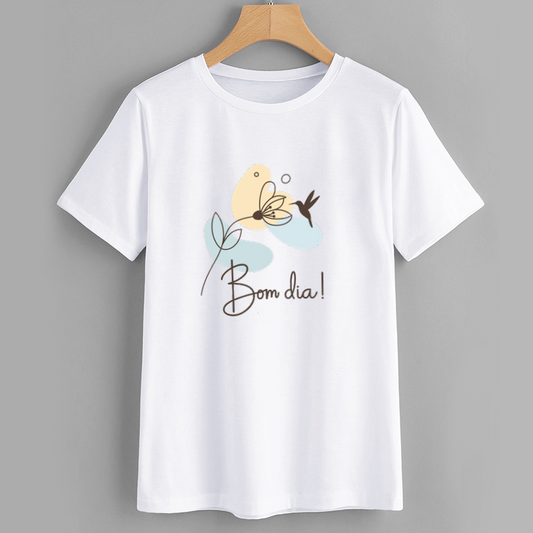 Bom Dia Minimalist Bird Cotton T-Shirt