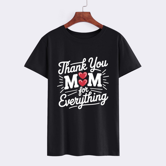 Thank You Mom Graphic T-Shirt - Black Casual Tee
