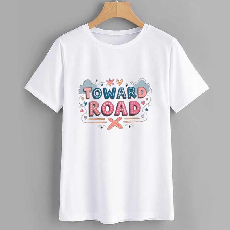 Trendy Graphic T-Shirt with 'Toward Road' Design