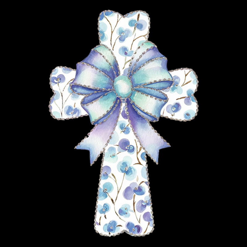 Religious Pattern Top with Cross Design