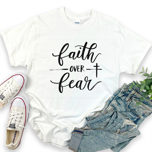 Faith Over Fear Bible Quote Graphic Print T-Shirt