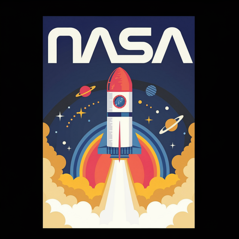 NASA Rocket Launch Graphic T-Shirt