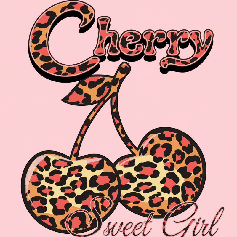 Leopard Print Cherry Sweet Girl Graphic T-Shirt