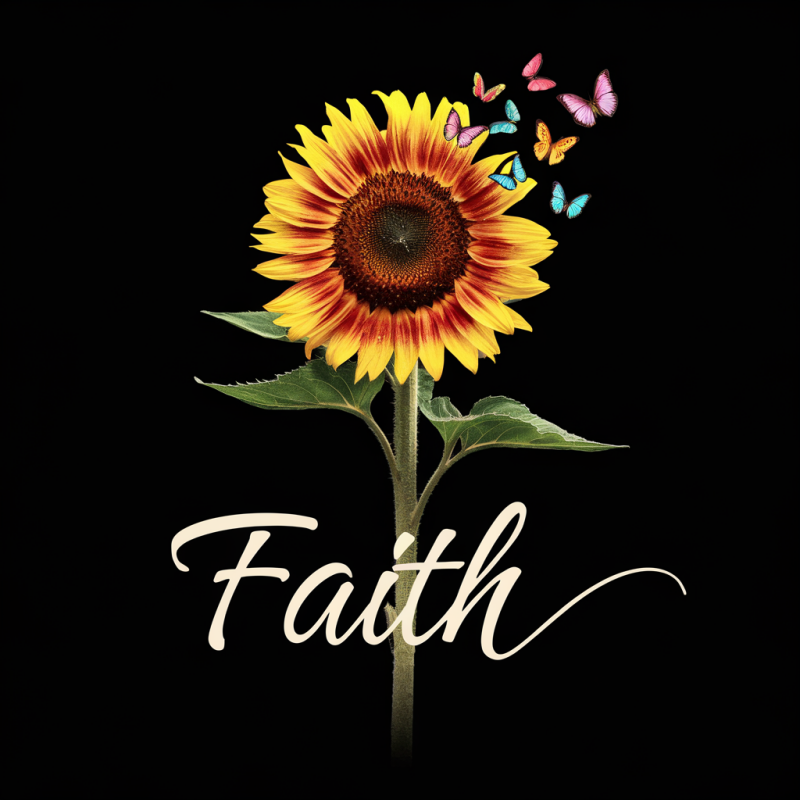 Sunflower Faith Graphic Tee - Black Casual Shirt