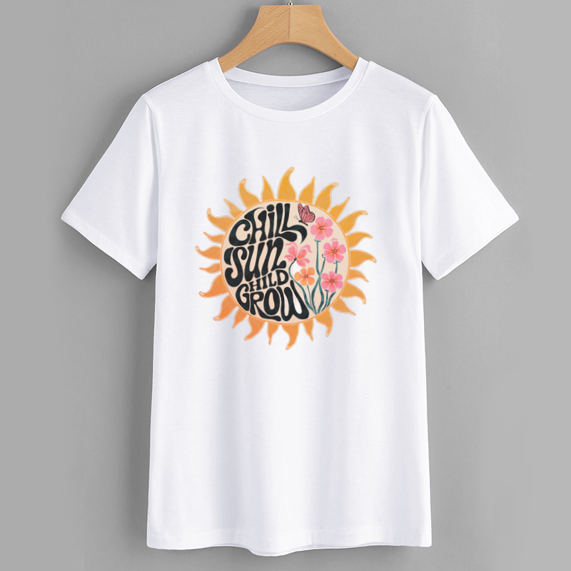 Chill Sun Grow Floral Graphic T-Shirt