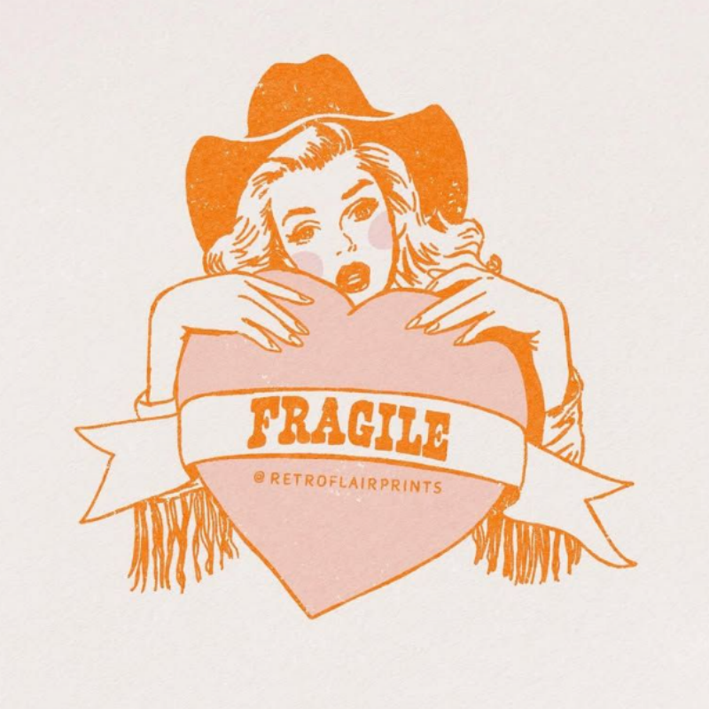 Retro Fragile Print Graphic T-Shirt