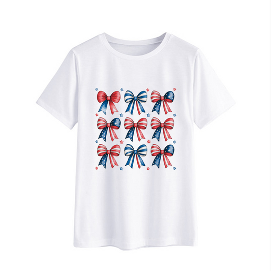 Patriotic Red and Blue Bows Graphic T-Shirt