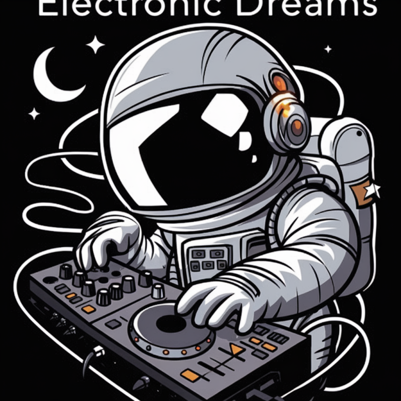 Astronaut DJ Electronic Dreams Graphic T-Shirt