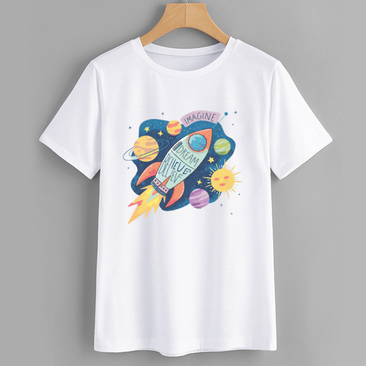 Cosmic Rocket Graphic Cotton T-Shirt