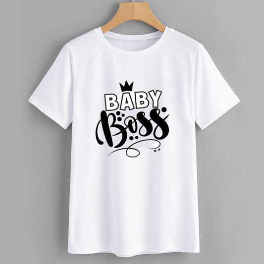 Baby Boss Graphic White Cotton T-Shirt
